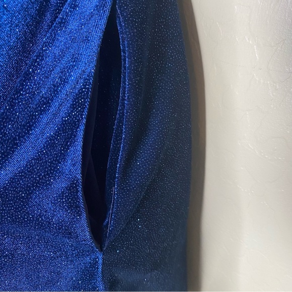 Windsor Blue Velvet Bustier Mini Dress Spaghetti Straps Shimmer Accents Size XS - Picture 15 of 16